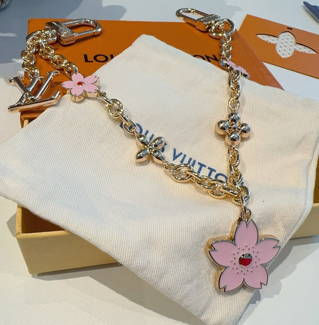 LOUIS VUITTON Canvas Cherry Blossom Bag Charm Keychain