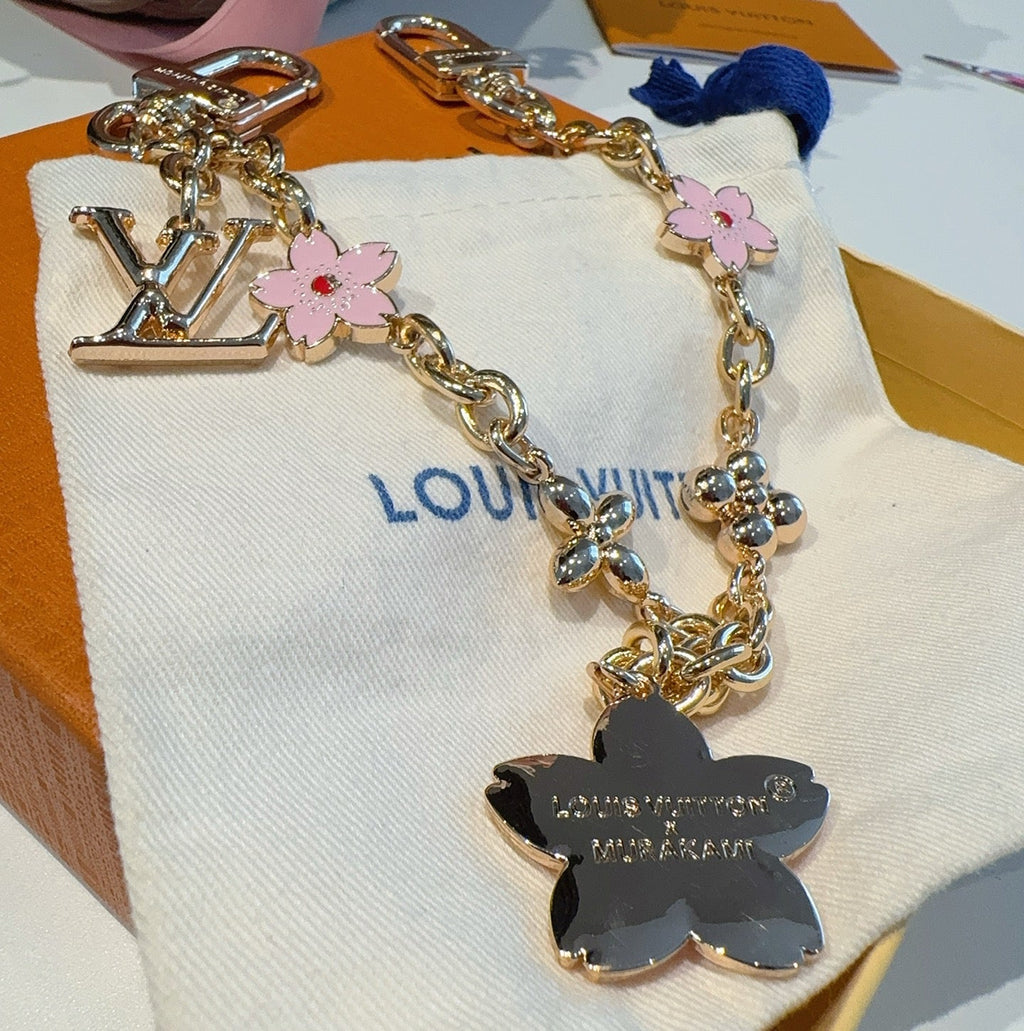 LOUIS VUITTON Canvas Cherry Blossom Bag Charm Keychain