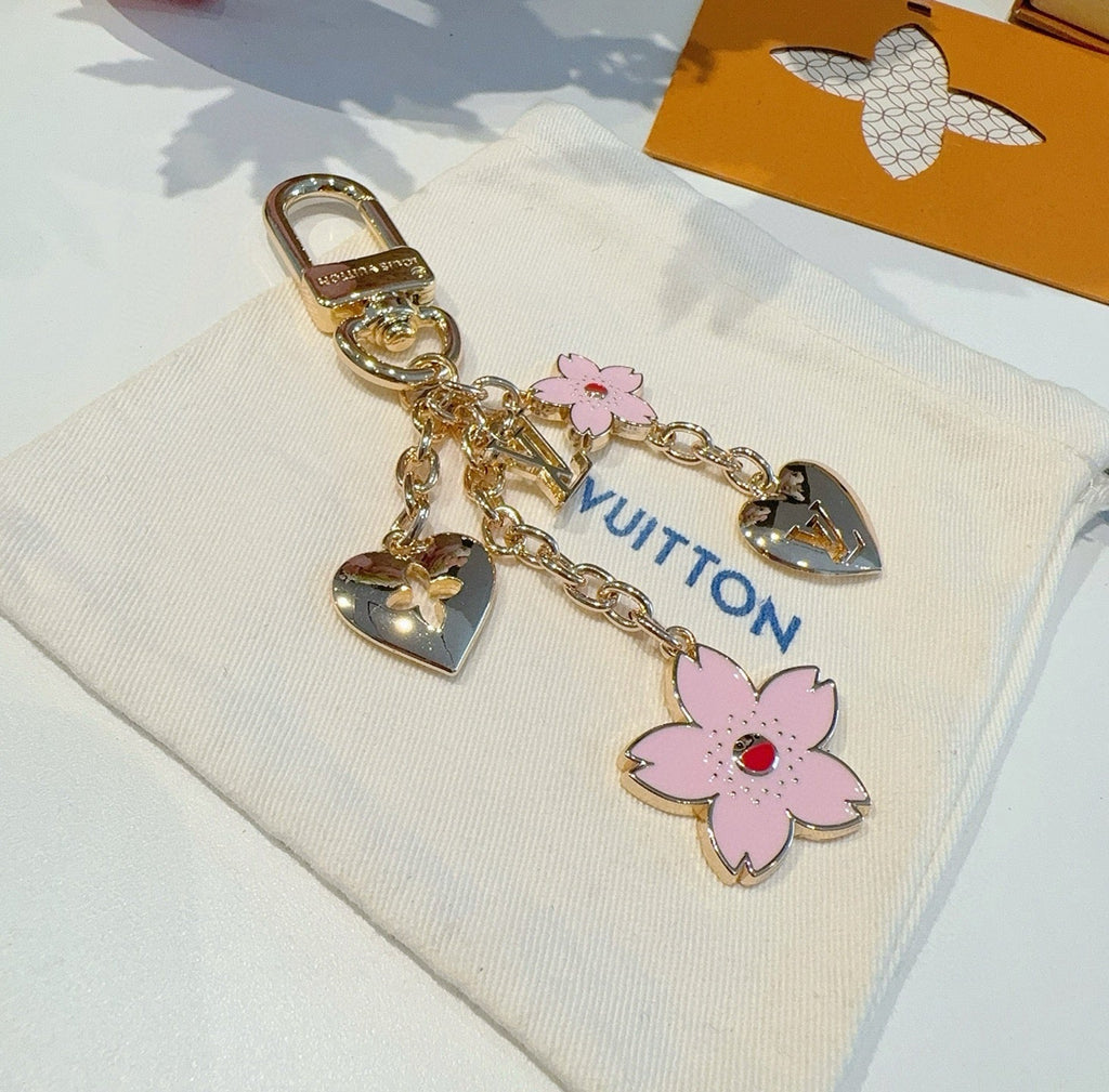LOUIS VUITTON Canvas Cherry Blossom Bag Charm Keychain