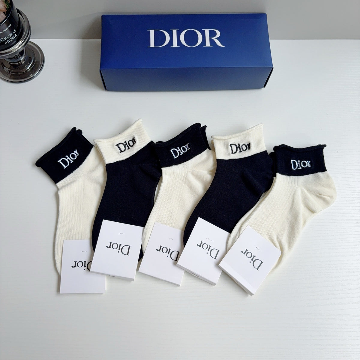 Dior Cotton Ankle Socks – 5-Pair Set #004