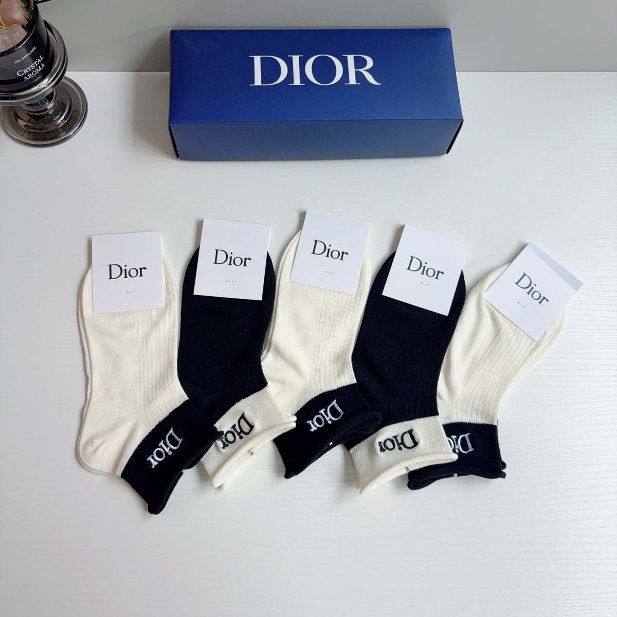 Dior Cotton Ankle Socks – 5-Pair Set #004