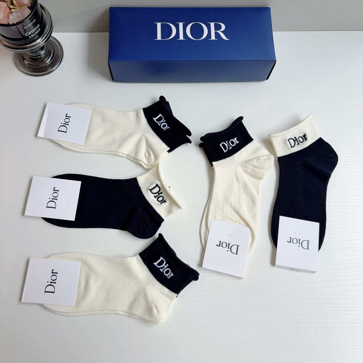 Dior Cotton Ankle Socks – 5-Pair Set #004
