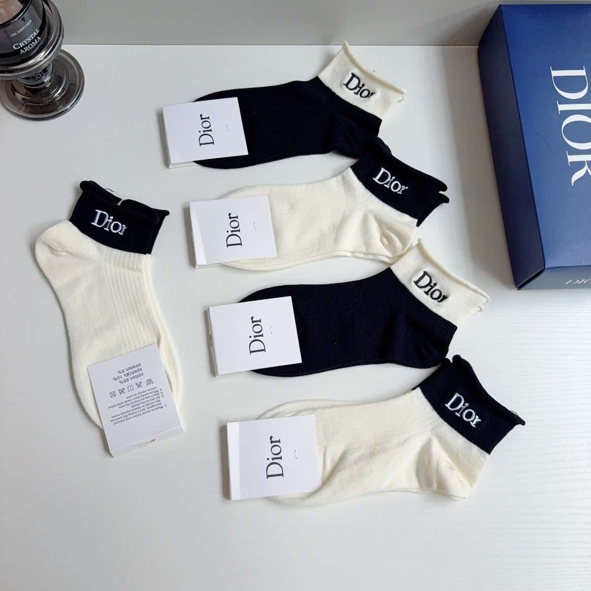 Dior Cotton Ankle Socks – 5-Pair Set #004