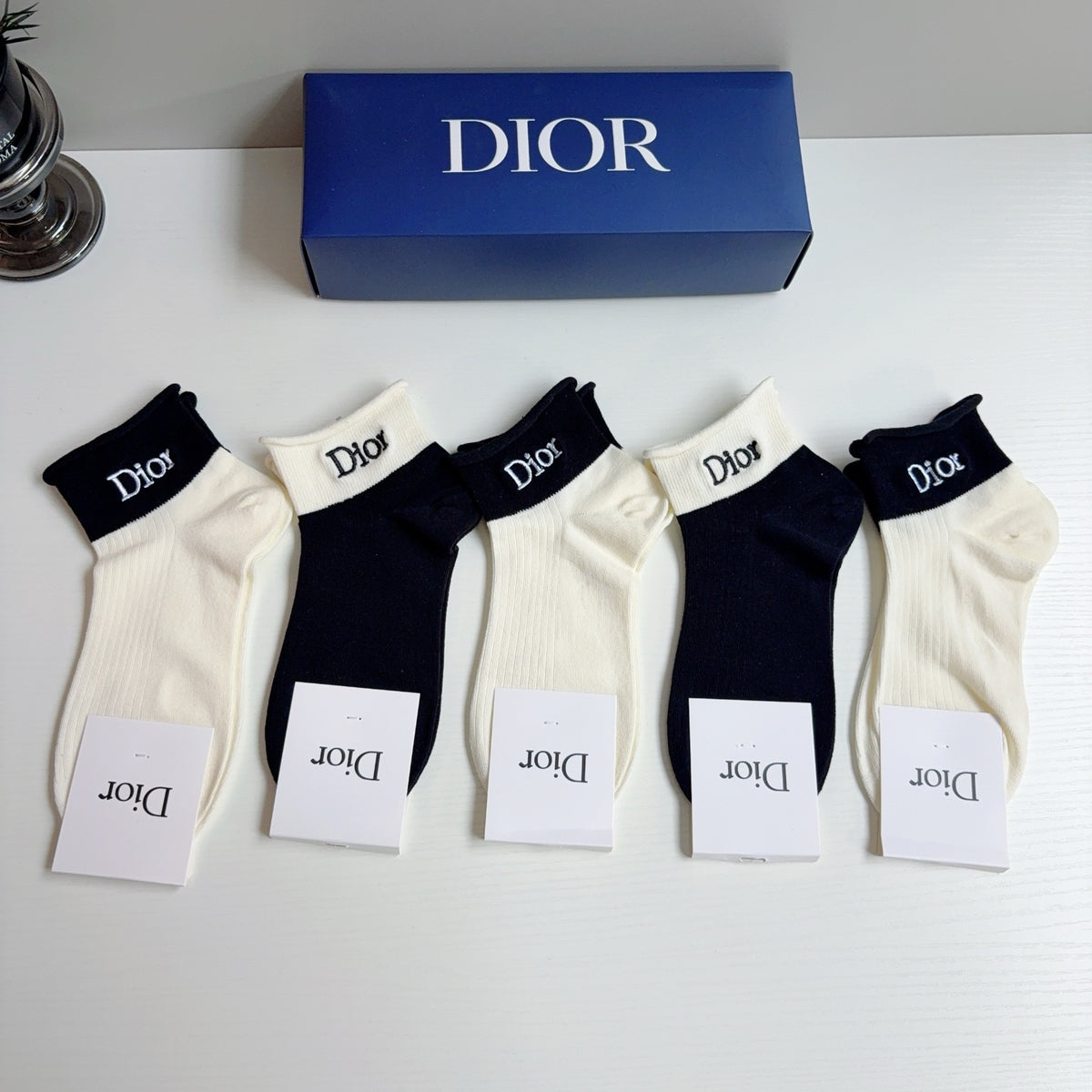 Dior Cotton Ankle Socks – 5-Pair Set #004