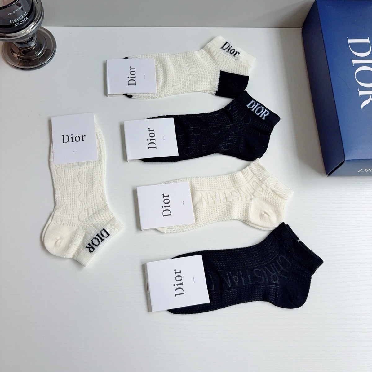Dior Bamboo Cotton No-Show Socks – 5-Pair Set #002
