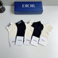 Dior Bamboo Cotton No-Show Socks – 5-Pair Set #002