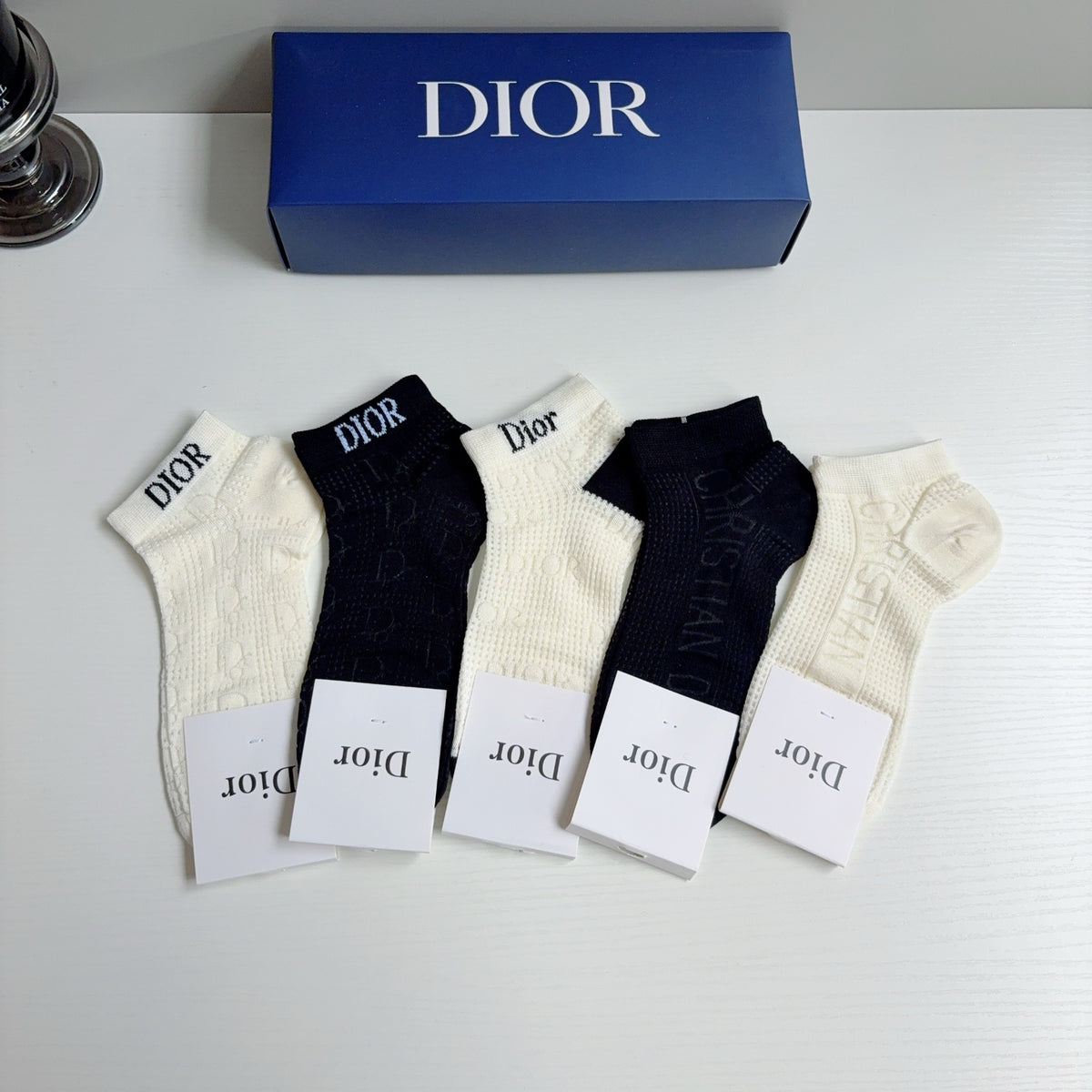 Dior Bamboo Cotton No-Show Socks – 5-Pair Set #002