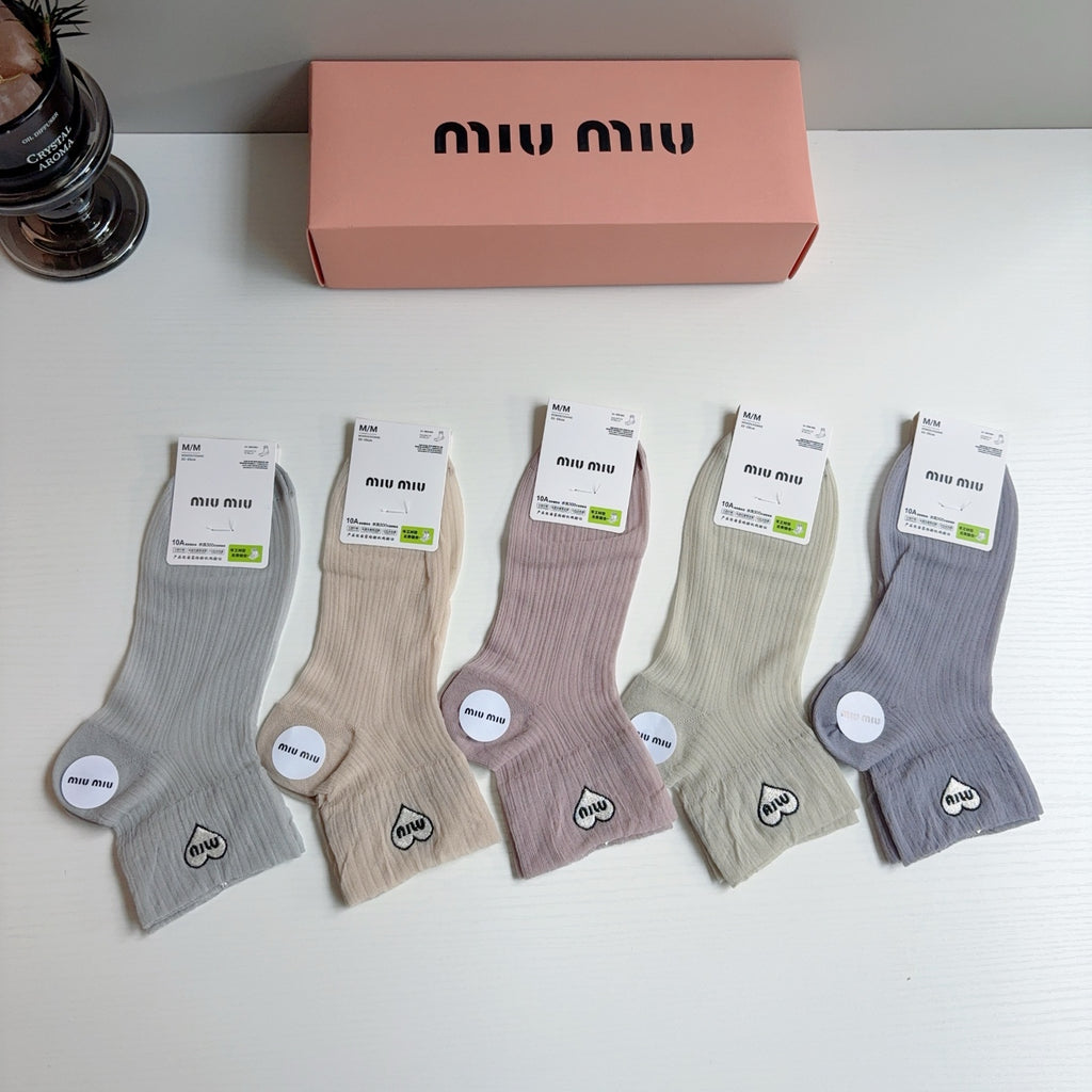 Miu Miu Comfort Ankle Socks – 5-Pair Set #002