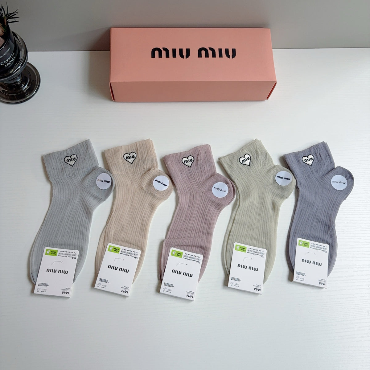 Miu Miu Comfort Ankle Socks – 5-Pair Set #002