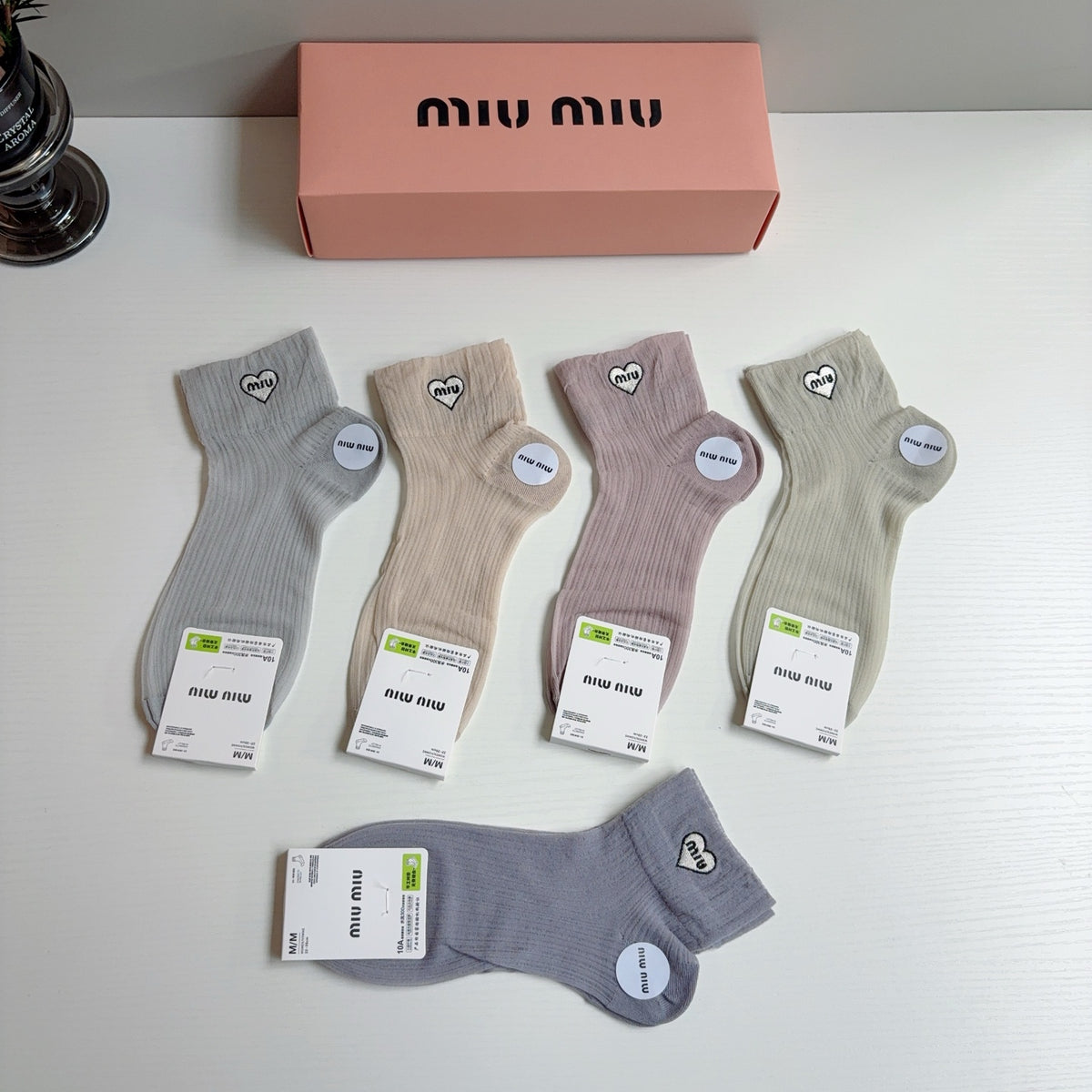 Miu Miu Comfort Ankle Socks – 5-Pair Set #002