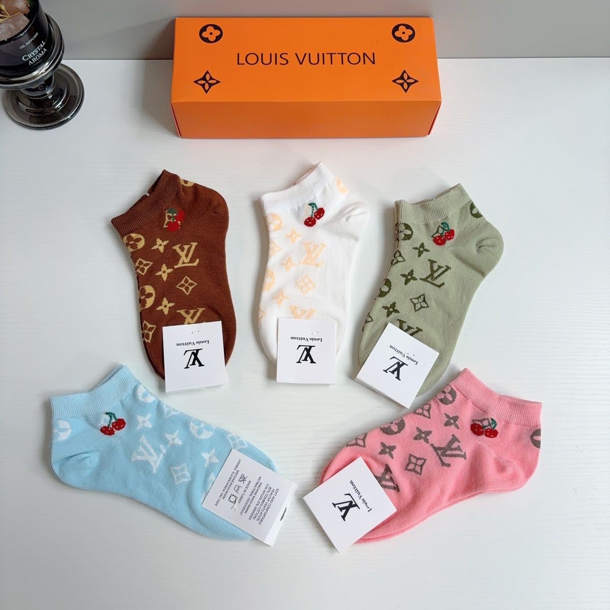 Louis Vuitton Cotton No-Show Socks – 5-Pair Set #004