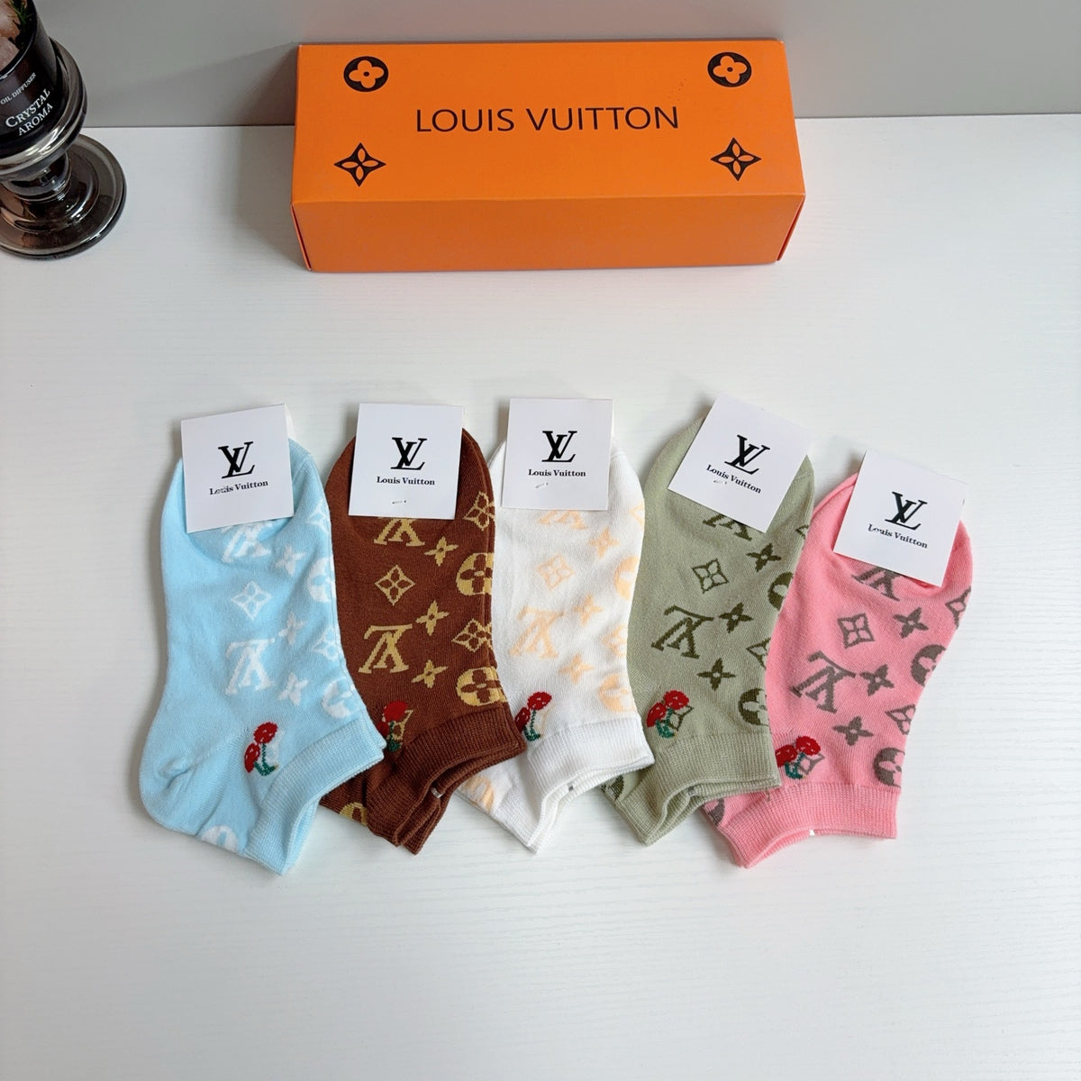 Louis Vuitton Cotton No-Show Socks – 5-Pair Set #004