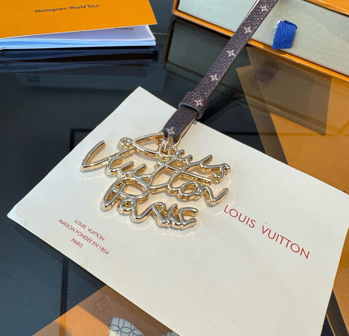 LOUIS VUITTON Logo Bag Charm Keychain