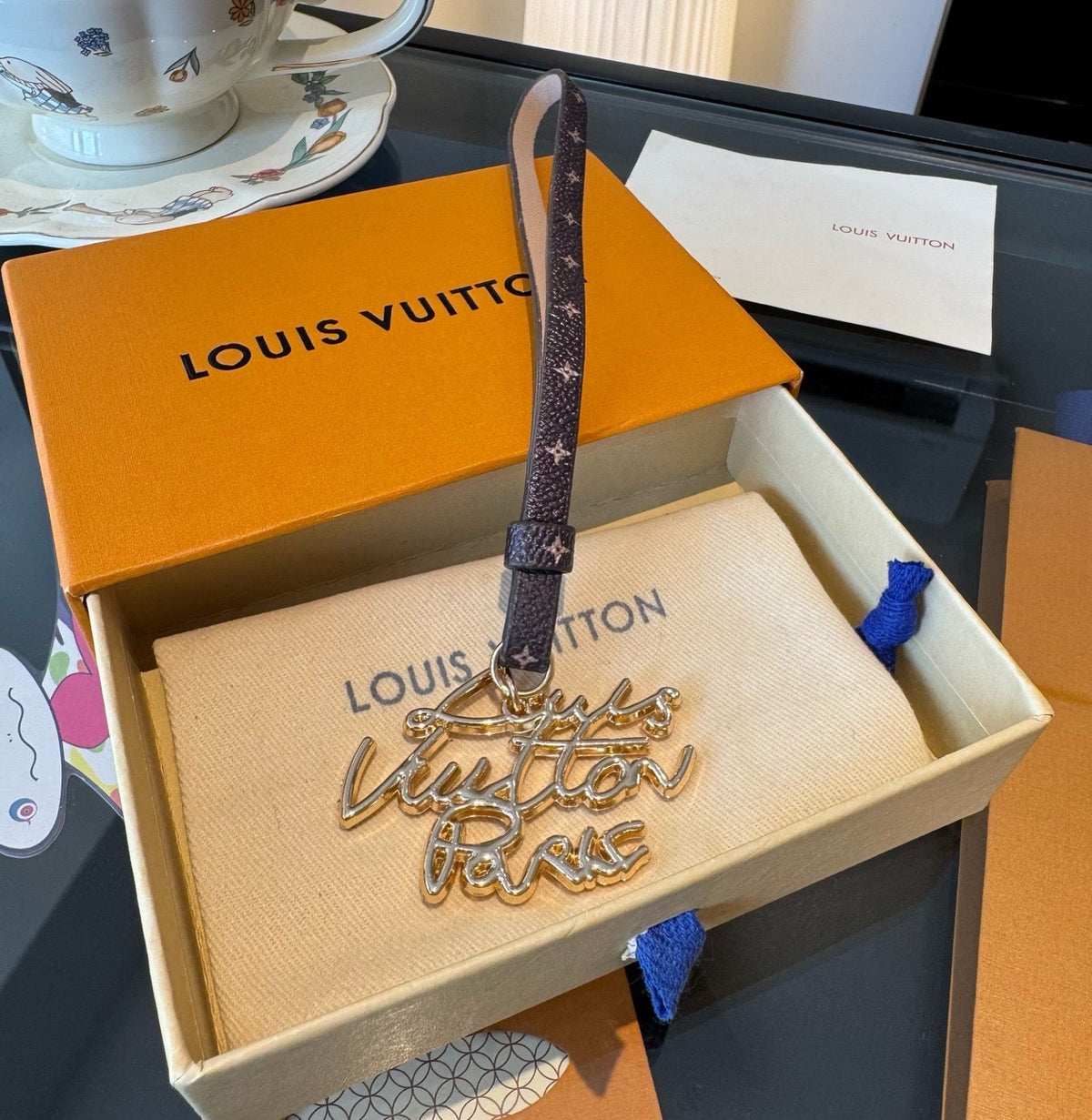 LOUIS VUITTON Logo Bag Charm Keychain