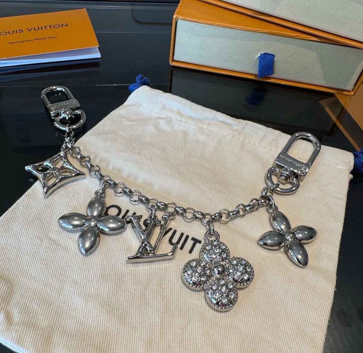 LOUIS VUITTON M01188 Canvas Flower Bag Charm Keychain