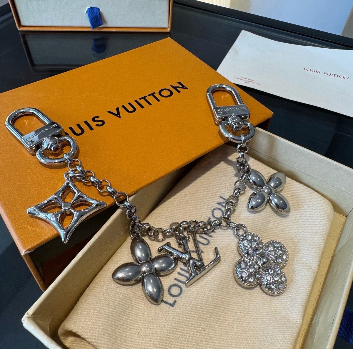 LOUIS VUITTON M01188 Canvas Flower Bag Charm Keychain