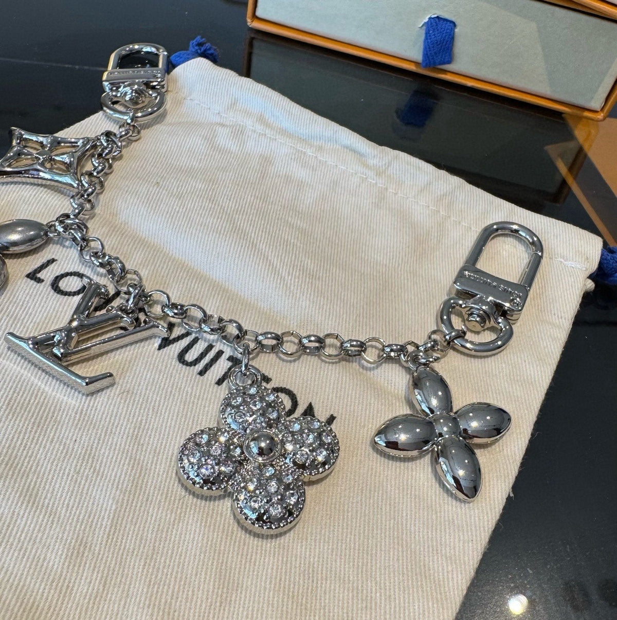 LOUIS VUITTON M01188 Canvas Flower Bag Charm Keychain