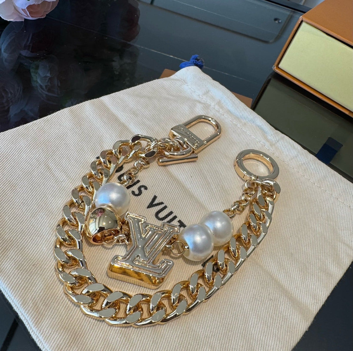 LOUIS VUITTON Metal Bag Charm Keychain