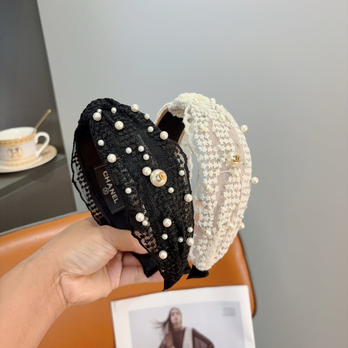 CHANEL Pearl Wide Vintage Headband