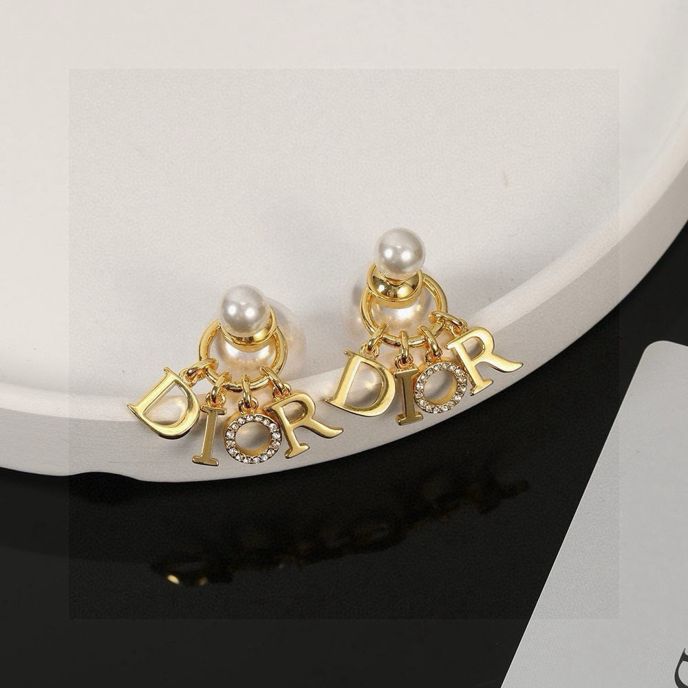 DIOR Pearl Crystal Earrings