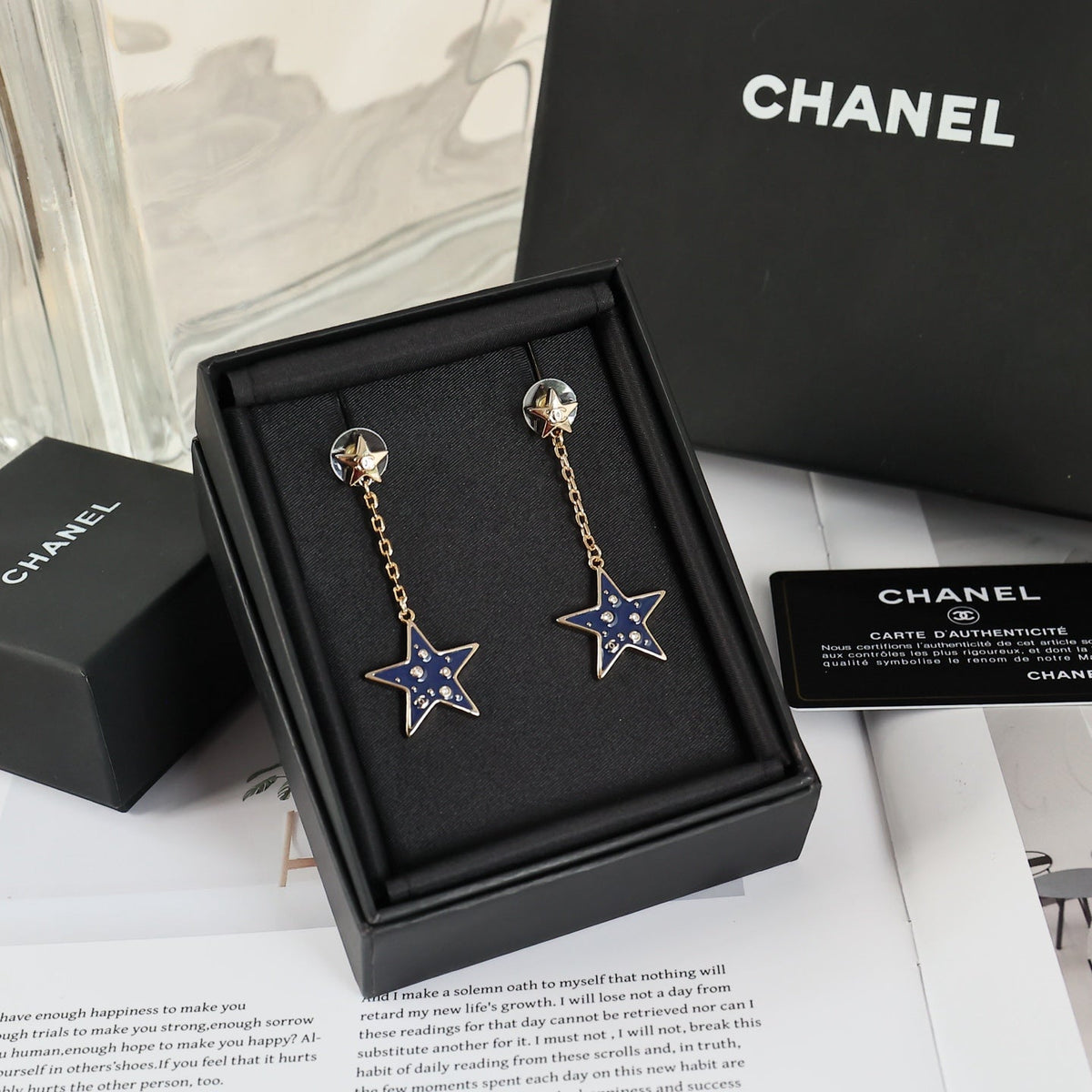 CHANEL Enamel Tassel Earrings