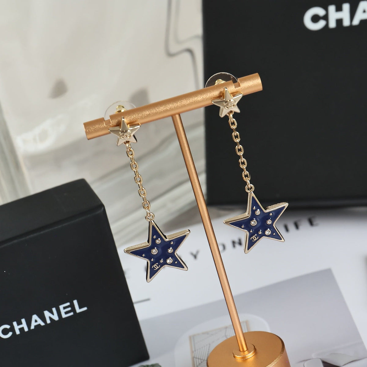 CHANEL Enamel Tassel Earrings