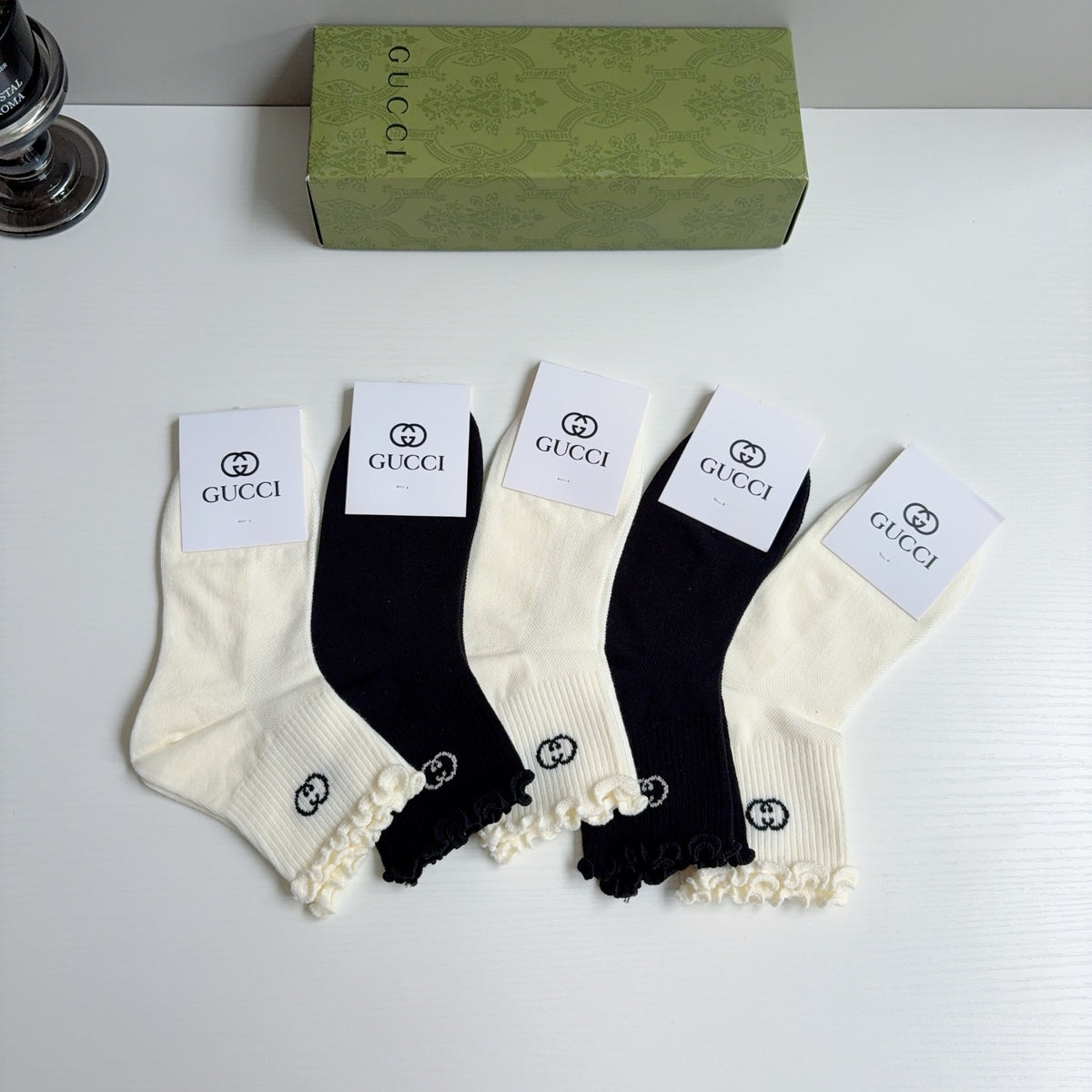 Gucci Cotton Crew Socks – 5-Pair Set #015