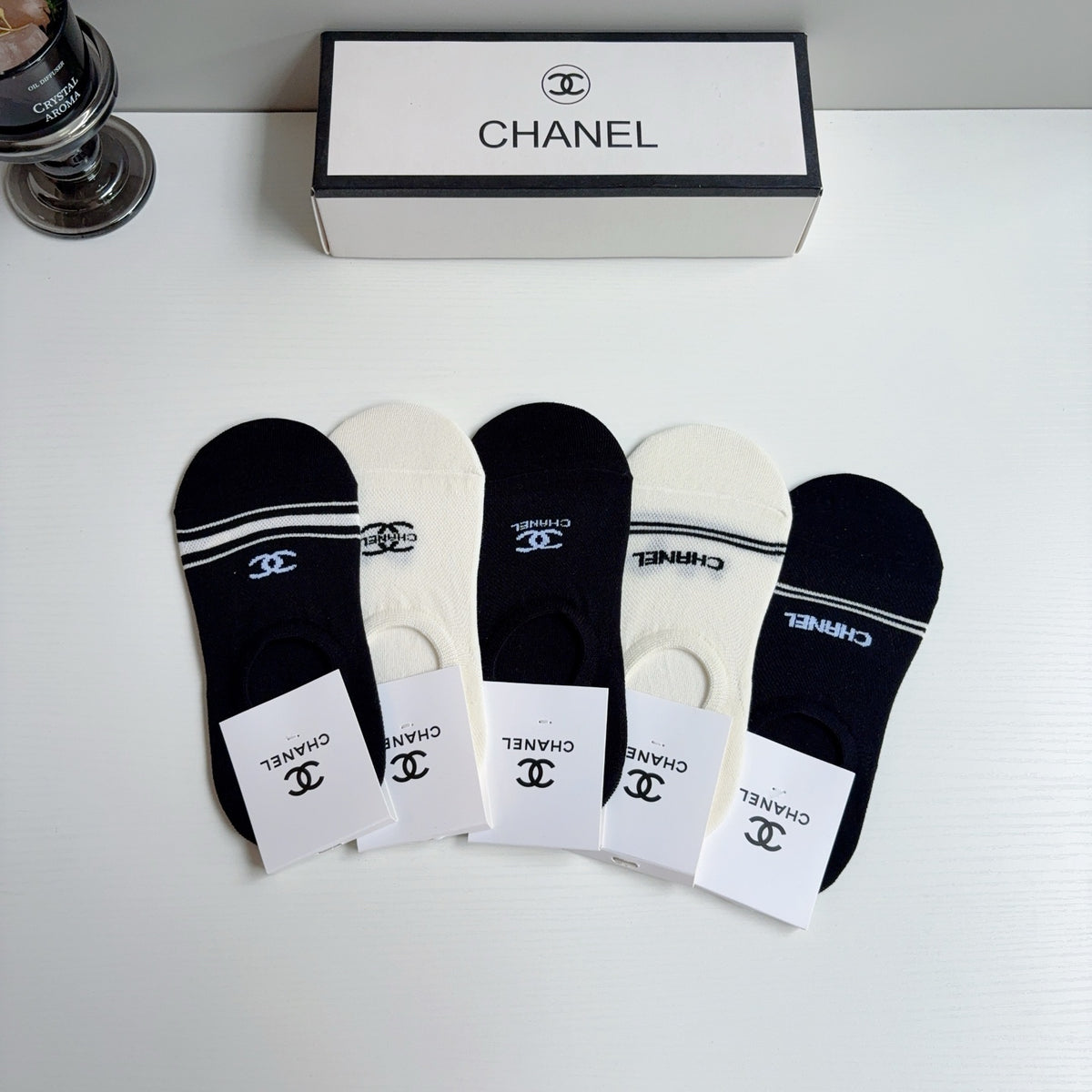 Chanel Comfort No-Show Socks – 5-Pair Set #002