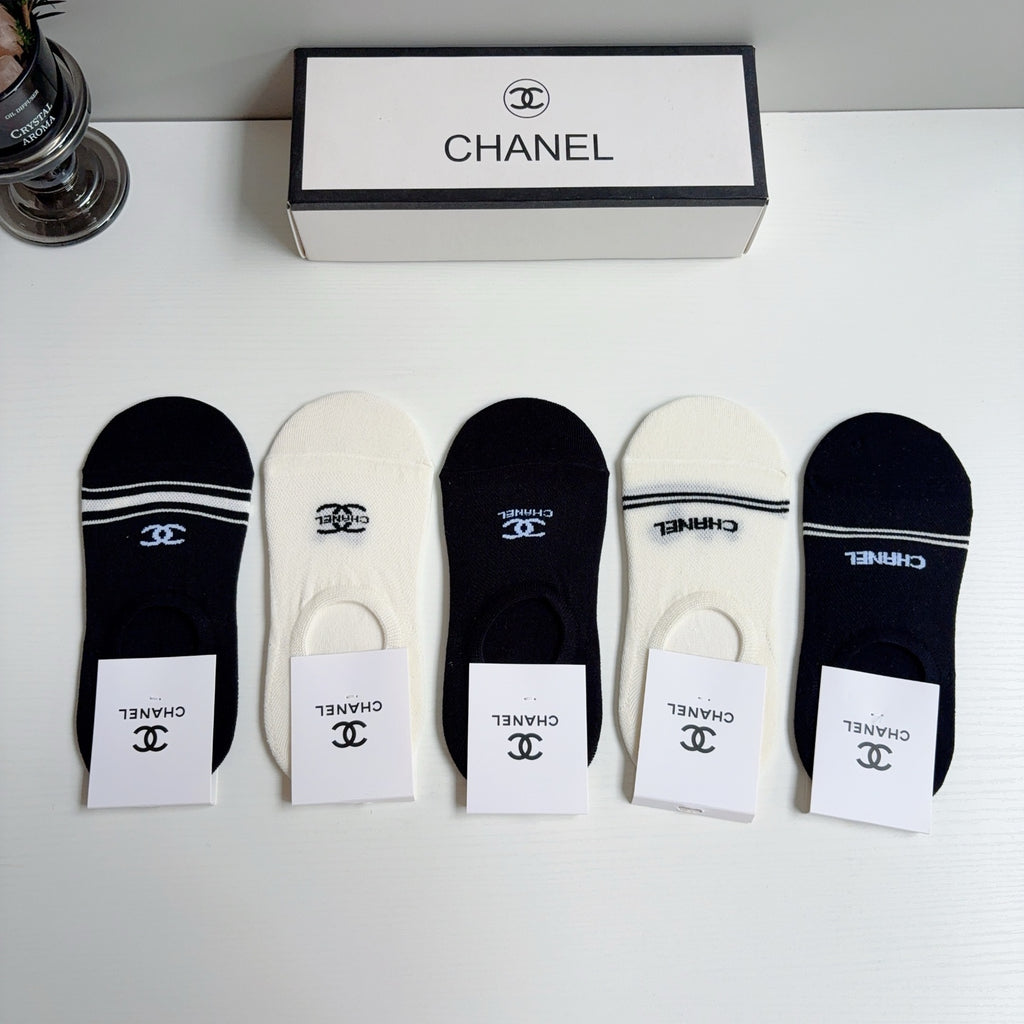 Chanel Comfort No-Show Socks – 5-Pair Set #002