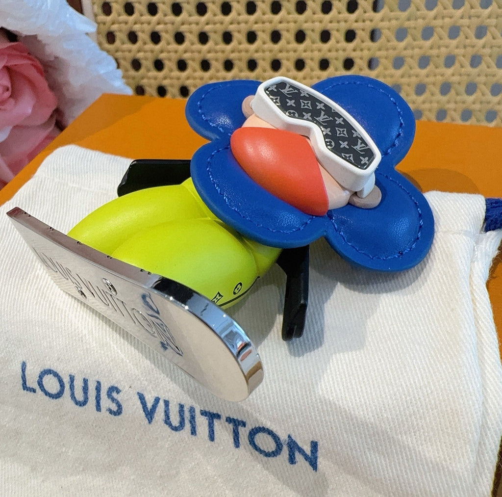 LOUIS VUITTON M00965 Leather Canvas Bag Charm Keychain