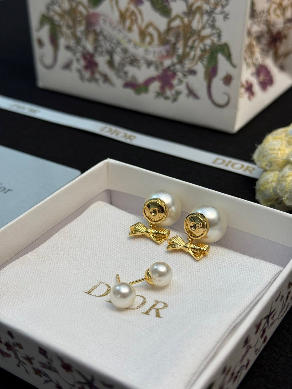 DIOR Pearl Bow Earrings