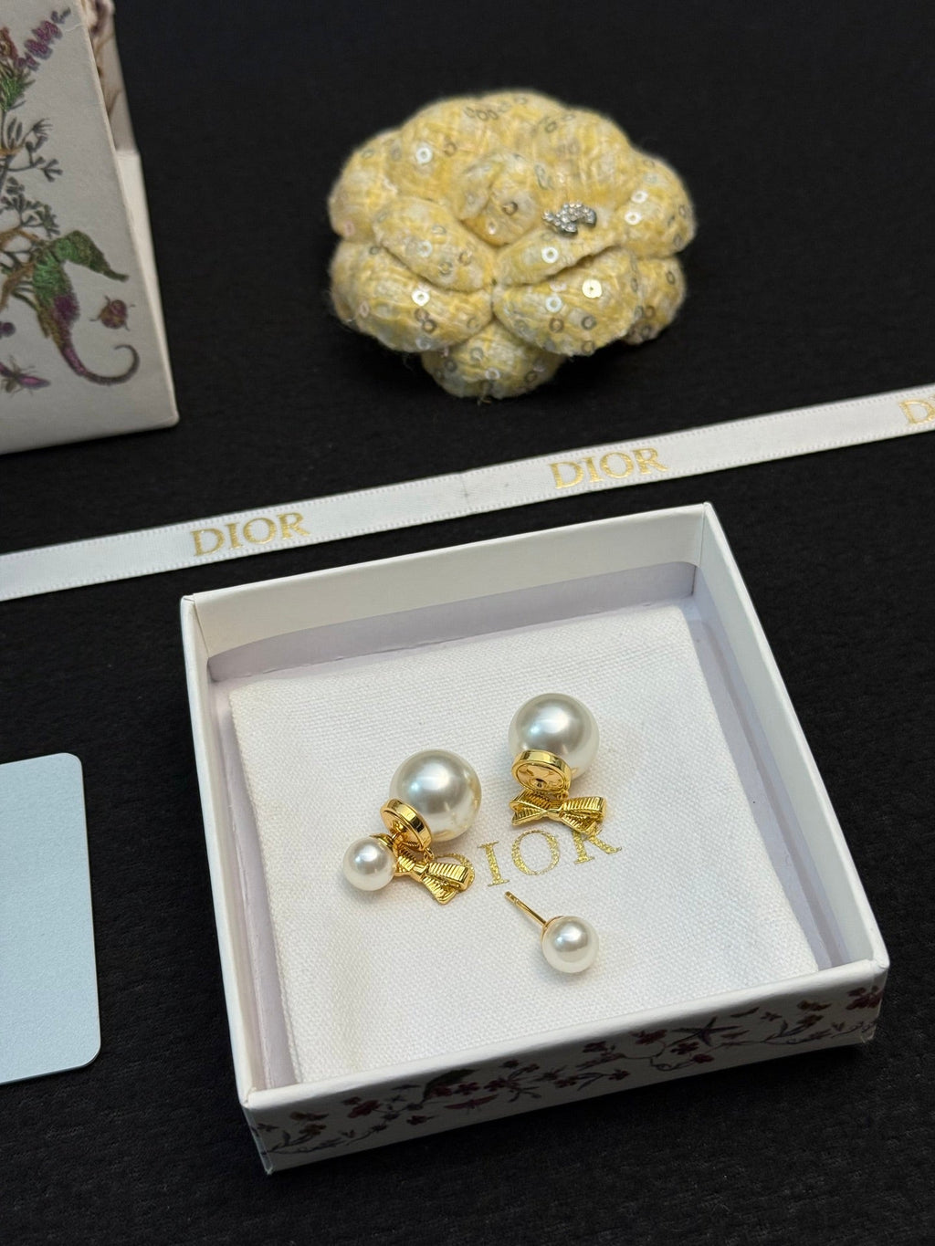 DIOR Pearl Bow Earrings