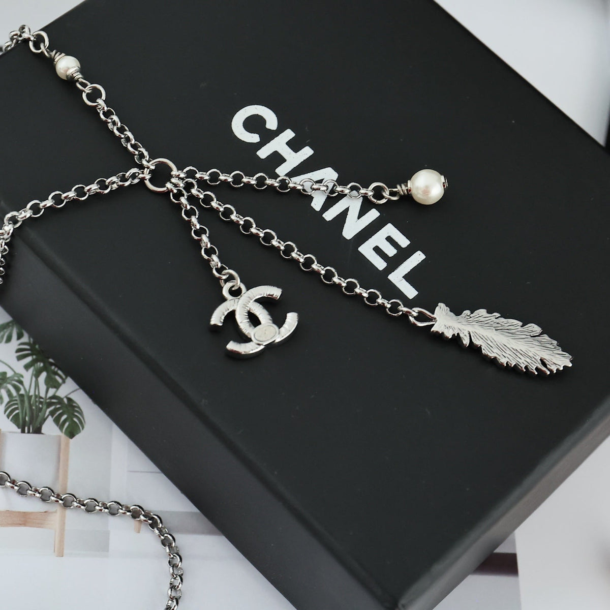 CHANEL Feather Tassel Necklace