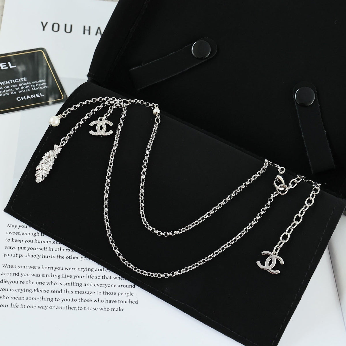 CHANEL Feather Tassel Necklace