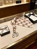 GUCCI Canvas Metal Bag Charm Keychain