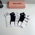 Miu Miu Cotton Ankle Socks – 5-Pair Set #003