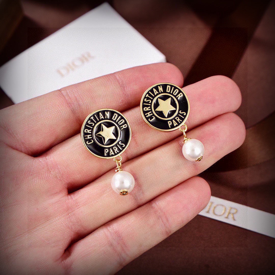 DIOR Pearl Crystal Earrings