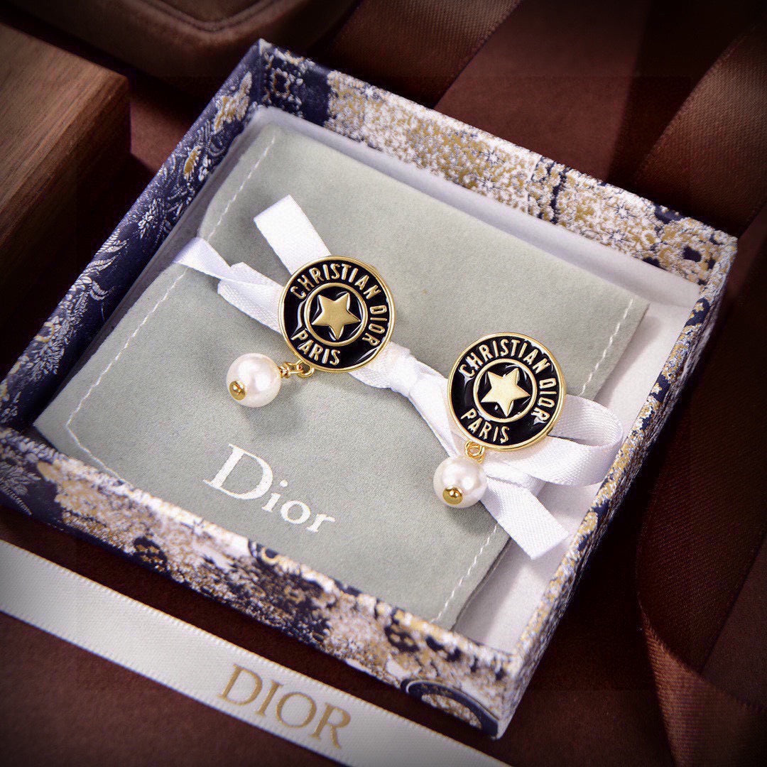 DIOR Pearl Crystal Earrings