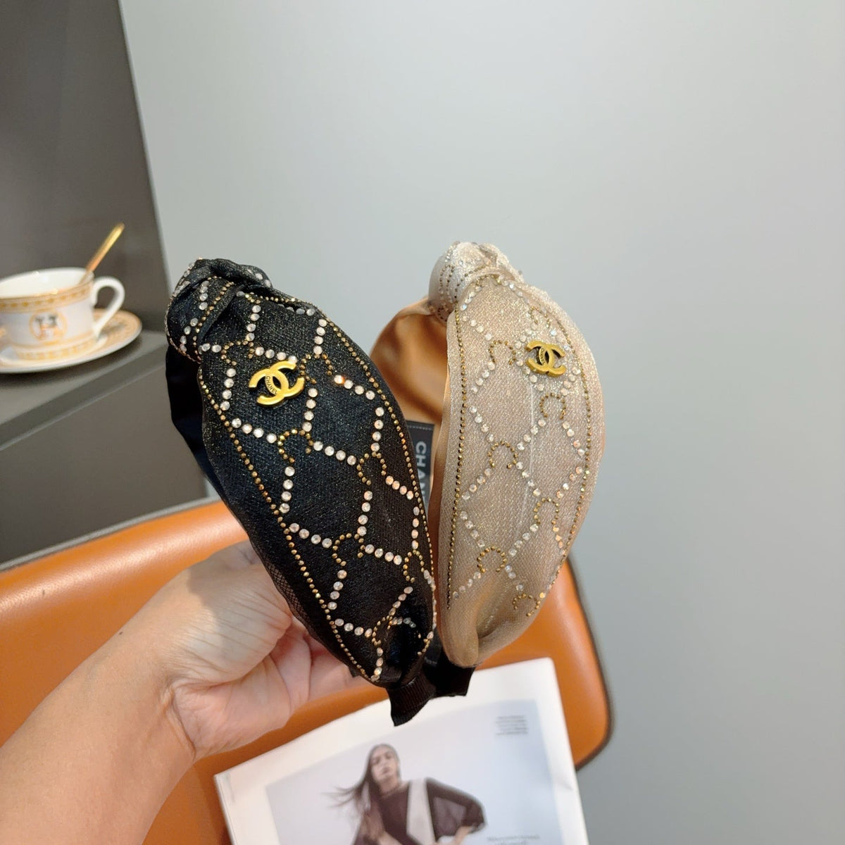 CHANEL Crystal Wide Vintage Headband