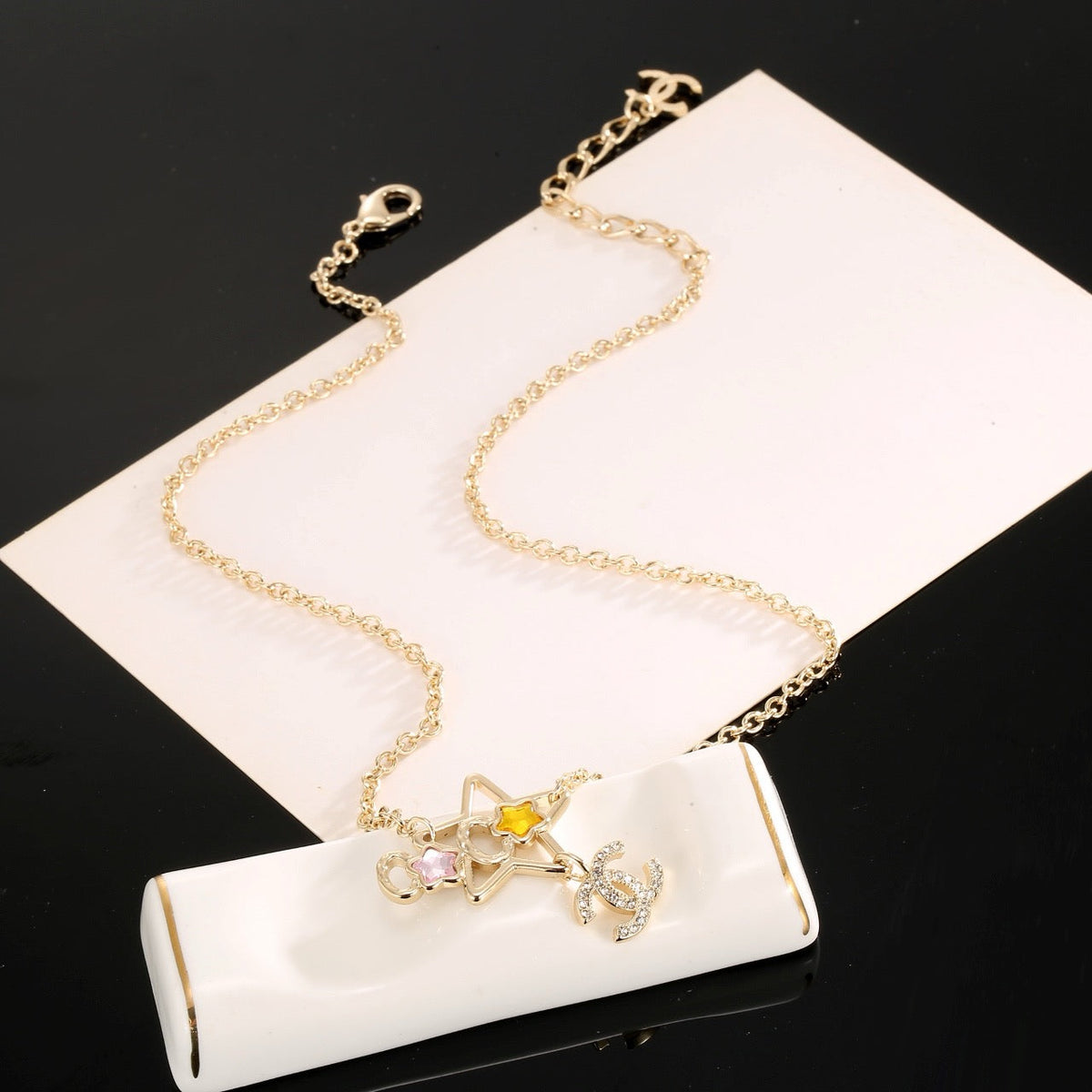 CHANEL Crystal Double-C Necklace