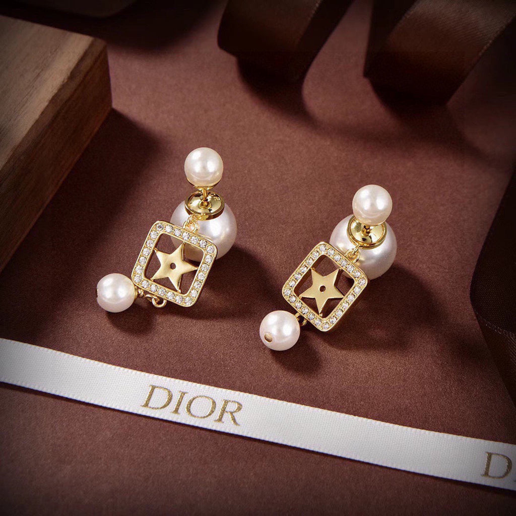 DIOR Pearl Crystal Earrings