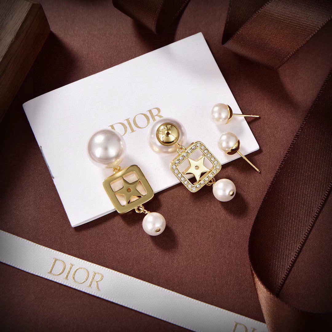 DIOR Pearl Crystal Earrings