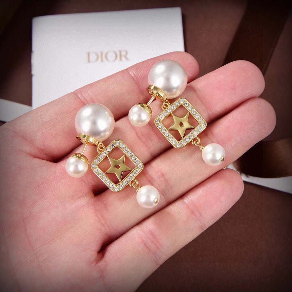 DIOR Pearl Crystal Earrings