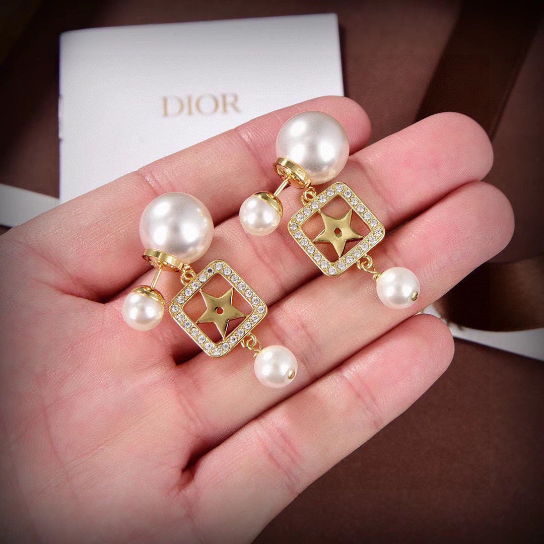 DIOR Pearl Crystal Earrings