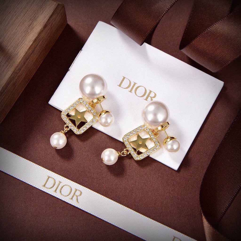 DIOR Pearl Crystal Earrings