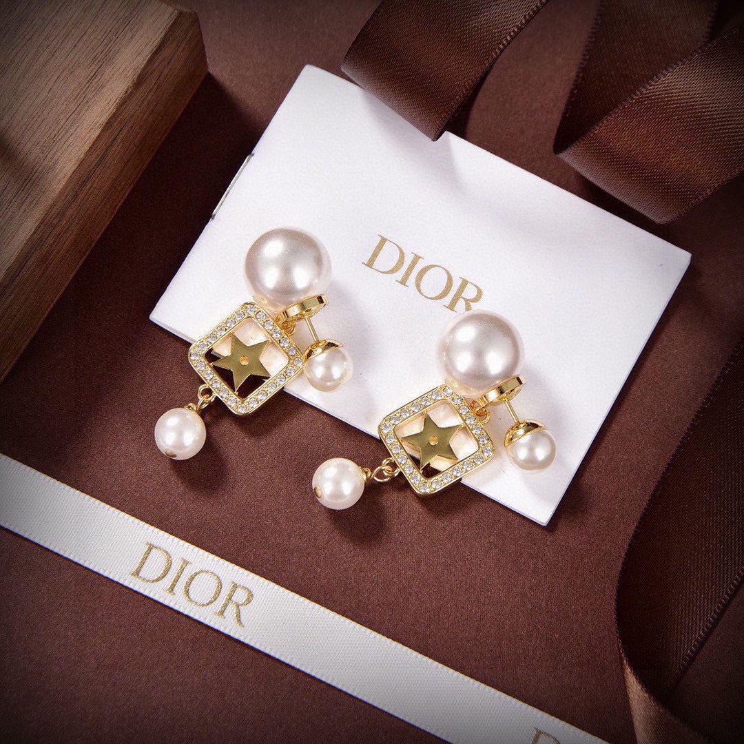 DIOR Pearl Crystal Earrings
