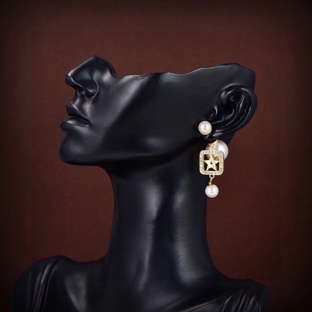 DIOR Pearl Crystal Earrings