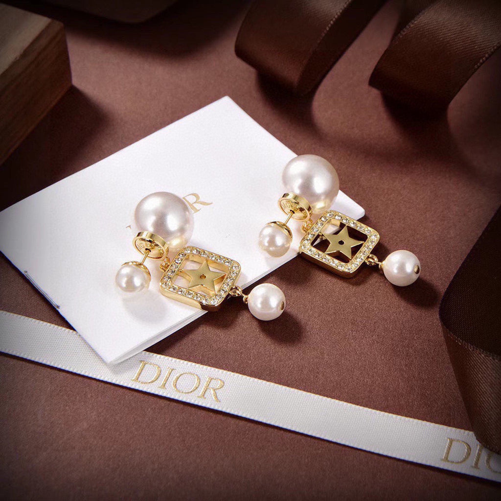 DIOR Pearl Crystal Earrings
