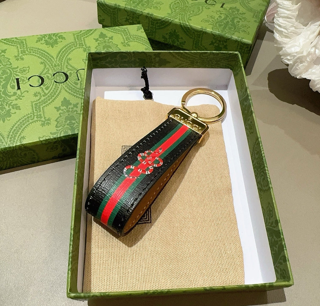 GUCCI Canvas Metal Bag Charm Keychain