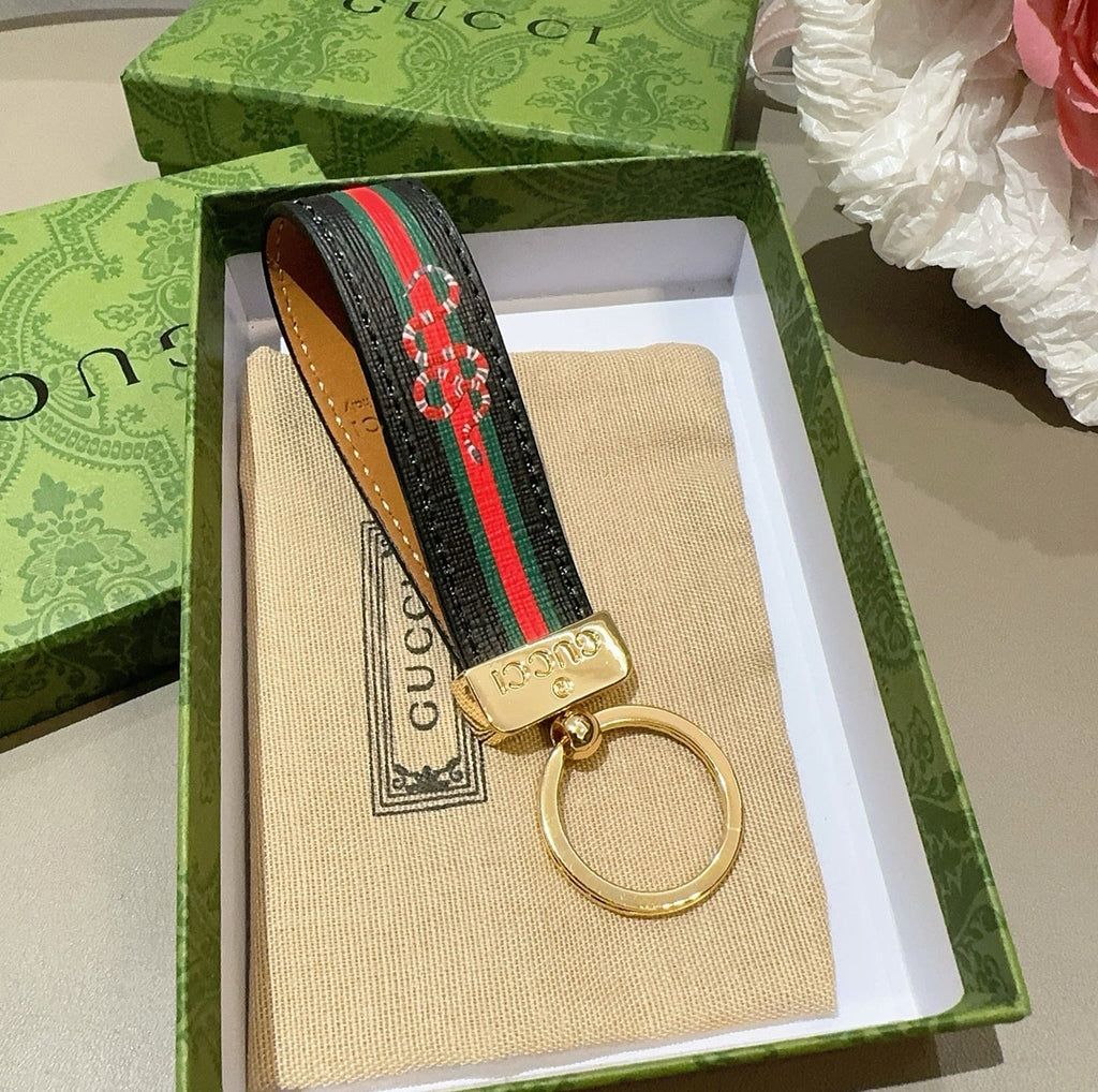 GUCCI Canvas Metal Bag Charm Keychain